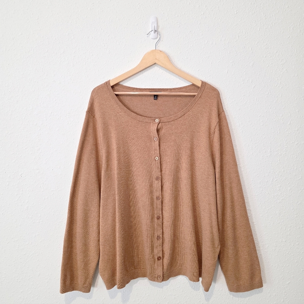 Talbots Camel Brown Cotton Blend Cardigan Sweater 3X